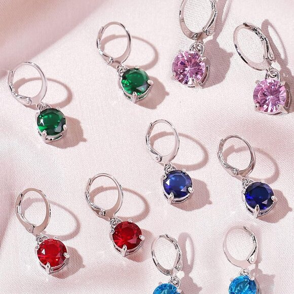 Colorful 6 Pairs Leverback Drop Dangle Earrings Set for Women, 8MM Big Shiny Mul - Picture 6 of 7
